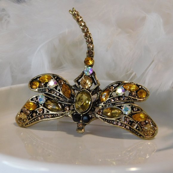 Brooch Dragonfly chunky stones - Picture 2 of 13